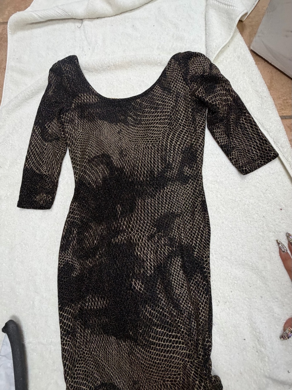 Rainbow Black and Tan Snake-Print Scoop Neck Mini Dress